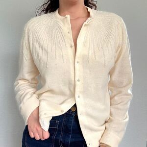1950s vintage cream beaded cardigan